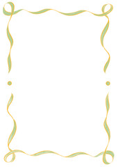 Light Green & Orange Wavy Ribbon Frame with Dots, wedding menu invitation border, hand drawn baby shower decoration, a4 birthday pastel party, clown funfair style, bachelorette bachelor vintage retro