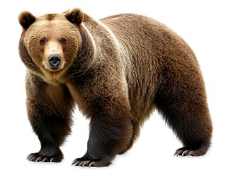 Obraz premium A large brown grizzly bear standing on a clean white background