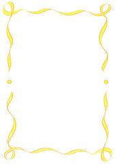 Yellow & Orange Wavy Ribbon Frame with Dots, wedding menu invitation border, hand drawn baby shower decoration, a4 birthday bbq summer party, clown funfair style, bachelorette bachelor vintage retro