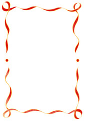 Red & Orange Wavy Ribbon Frame with Dots, wedding menu invitation border, hand drawn baby shower decoration, a4 birthday bbq summer party, clown funfair style, bachelorette bachelor vintage retro