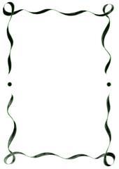 Black & Green Wavy Ribbon Frame with Dots, wedding menu invitation border, hand drawn baby shower decoration, a4 birthday bbq summer party, clown funfair style, bachelorette bachelor vintage retro