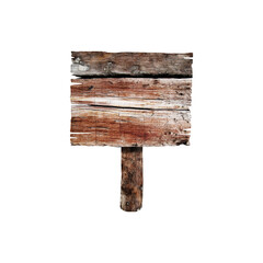 A rustic wooden sign with a simple design, likely intended for directions or information in an outdoor setting.