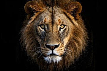 Fototapeta premium arafed lion with a black background and a black background