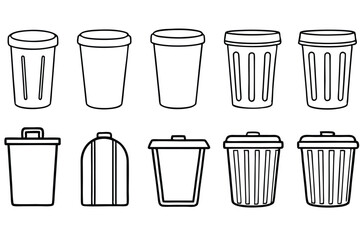 Trash Can Line Art Showcasing Efficient and Clean Waste Disposal