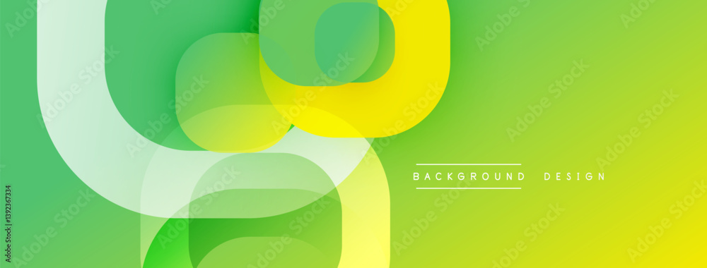 Aufkleber Abstract composition. Overlapping circles create dynamic gradient effect. Vibrant green, yellow hues dominate. Modern design for backgrounds, presentations.