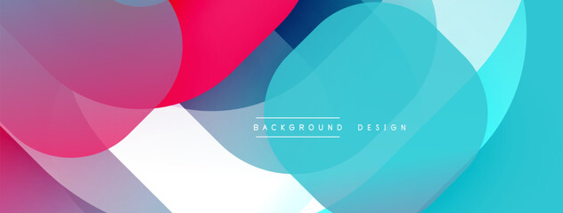 Fototapeta premium Abstract design. Overlapping circles create vibrant layers. Blue, red, white hues blend smoothly. Modern aesthetic for digital projects. Clean, simple composition.