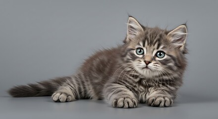 Obraz premium Silver Shadows Soft Paws Whiskered Wonder Grey Gaze A Kitten's Quiet Curiosity Little Lion Soft and Sweet Grey Day Dreamy Eyes Tabby Treasure Gentle Soul Feline Majesty Tiny Paws AI Generated