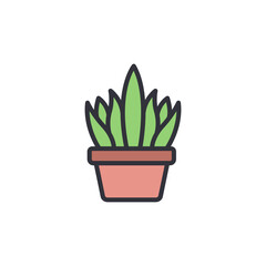 Succulent plant colored icons, minimalist vector illustration ,simple transparent graphic element .Isolated on white background
