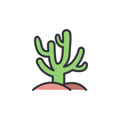 Obraz premium Cactus plant colored icons, minimalist vector illustration ,simple transparent graphic element .Isolated on white background