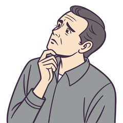 Worried Man Scratching Chin in Deep Thought. Perfect for: mental health campaigns, decision-making topics