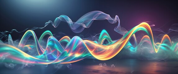 This design features vibrant, swirling waves in a spectrum of colors. The dynamic patterns evoke a sense of motion and energy, creating an engaging visual impact