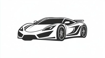 Fototapeta premium Sport Car Silhouette on White Background