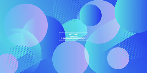 Obraz premium Dynamic abstract blue bubble gradient illustration on geometric background with simple circle pattern. Vector Eps10