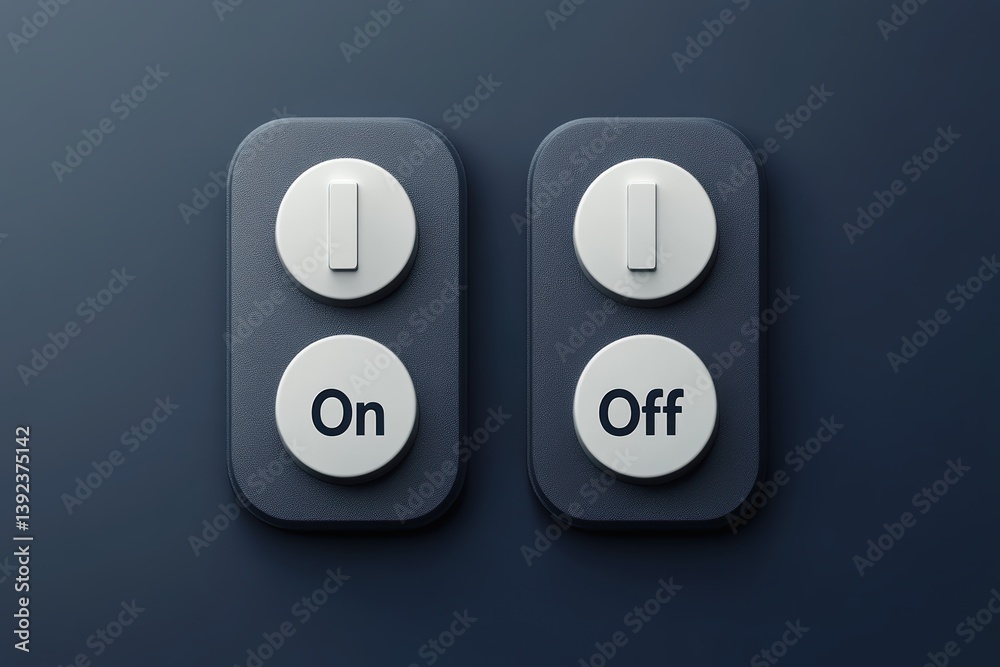 Poster toggle switch buttons showcase material design with on and off states for user interface
