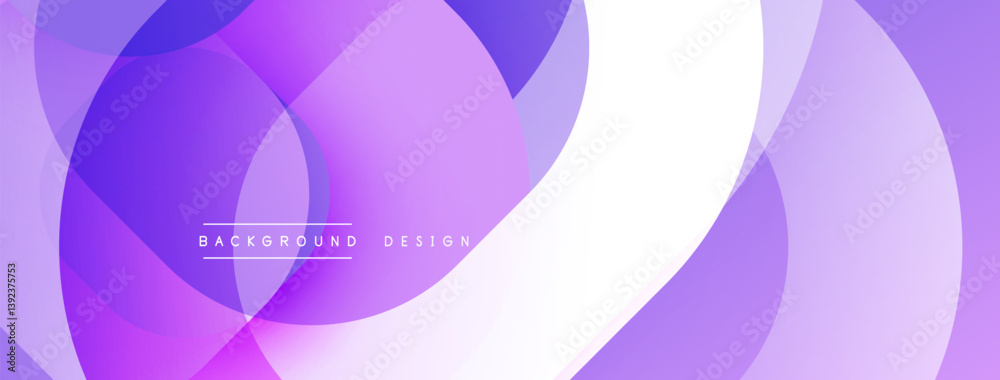 Poster Purple, white, overlapping circles create abstract background. Smooth gradients, modern design, minimalist aesthetic. Soft color palette, elegant composition.