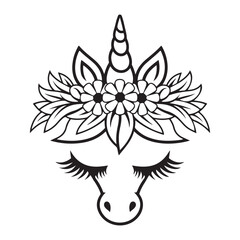 Floral Fantasy Dreamy Unicorn Silhouette