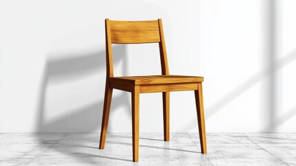 Simple Wooden Chair in Minimalist Bright Room Design