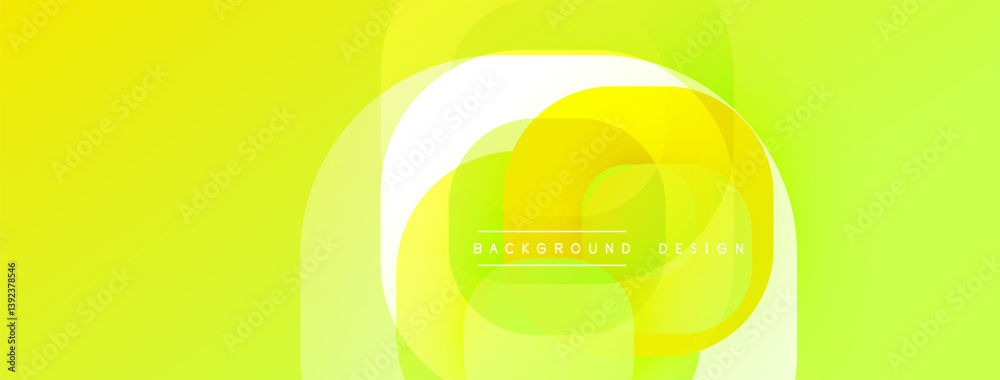 Poster bright yellow, green gradients. overlapping circles create abstract design. smooth transitions, mode