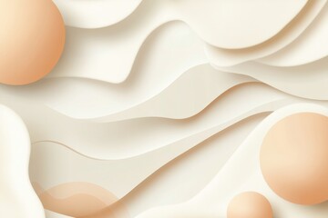 Abstract cream waves with peach spheres