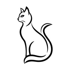 tylized Silhouette Cat Logo Design Vector: Artistic and Bold Look