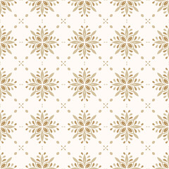 seamless pattern with geometric floral design. Background with stylized flower or snowflake for textile, linen, shirts