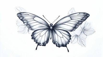 Obraz premium butterflies sketch drawing illustration