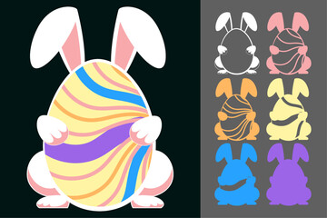 Easter Bunny with Egg Papercut Vector Set – Cute Laser Cut SVG Design for Cricut, Silhouette, DIY Crafts and Holiday Decorations