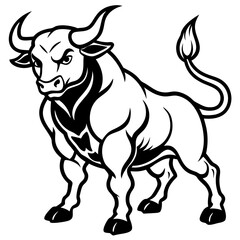 Powerful Bull Charging Stance: Fierce Animal Artwork