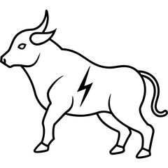 Powerful Bull Charging Stance: Fierce Animal Artwork