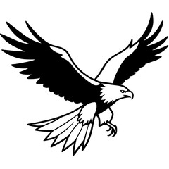 Fototapeta premium Eagle Soaring Vector Silhouette: Symbolizing Freedom and Strength