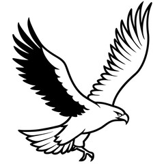 Obraz premium Eagle Soaring Vector Silhouette: Symbolizing Freedom and Strength