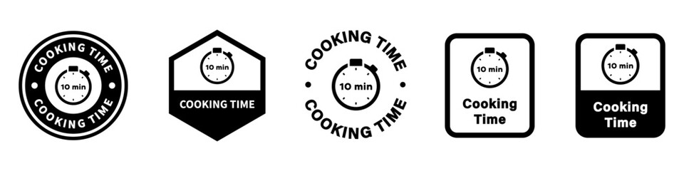 Cooking Time - 10 minutes. Vector signs for food packaging or container labeling