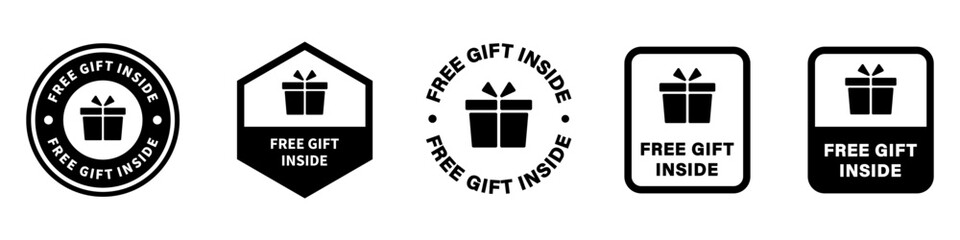 Free Gift Inside - vector labels for product packaging label.