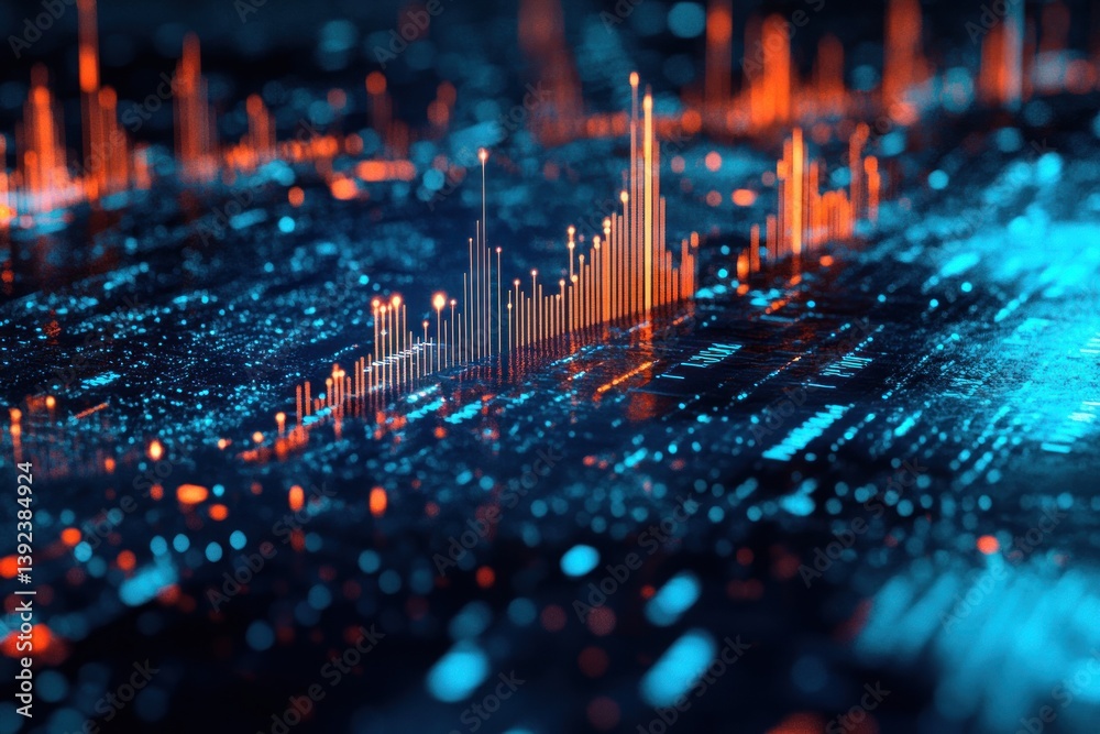 Poster abstract data visualization with vibrant colors and patterns