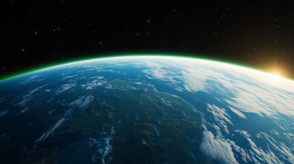 Fototapeta premium Aurora borealis from space above Earths poles green and violet ribbons glowing in orbit 