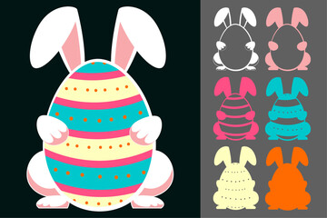 Easter Bunny with Egg Papercut Vector Set – Cute Laser Cut SVG Design for Cricut, Silhouette, DIY Crafts and Holiday Decorations