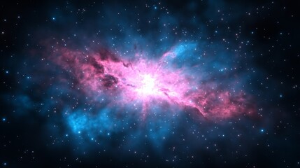 Cosmic dust clouds illuminated by supernova in magenta and blue hues dramatic galactic energy 