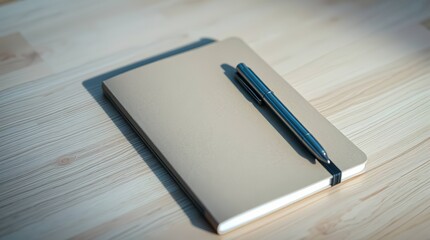 Open Notebook and Pen on Wooden Desk