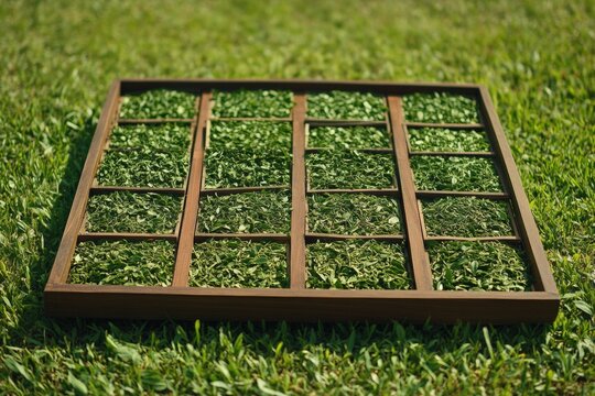 Traditional tea drying process with green leaves under sunlight Generative AI