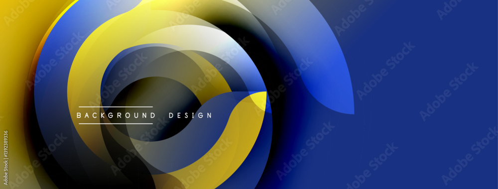Aufkleber abstract dynamic design. overlapping layers create swirling effect. blue, yellow, black colors blend