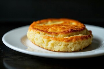 there is a white plate with a pastry on it