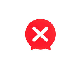 Fototapeta premium 3D cross mark icon in red speech bubble