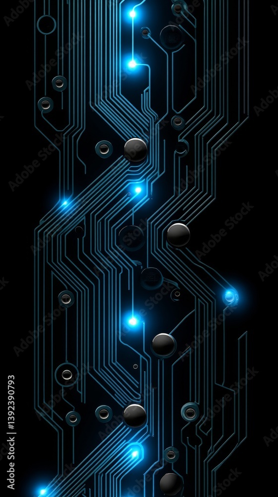Poster The abstract background of a quantum computing system consists of a cyber network grid, connected particles, artificial neurons, and an intricate web of global data connections, all intertwined