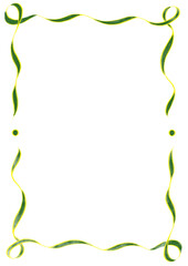 Green & Yellow Wavy Ribbon Frame with Dots, wedding menu invitation border, hand drawn baby shower decoration, a4 birthday summer bridal party, clown funfair style, bachelorette bachelor vintage retro