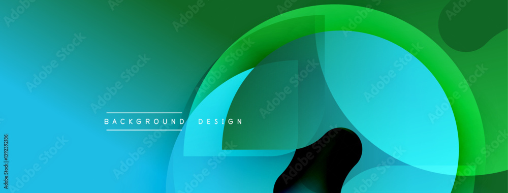 Aufkleber Abstract background. Smooth gradients, overlapping shapes create dynamic composition. Blue, green hues dominate design. Modern aesthetic.