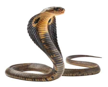A cobra snake isolated on a transparent background