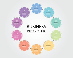 Business Infographic modern design template for banners and infographics for 10 circle step 