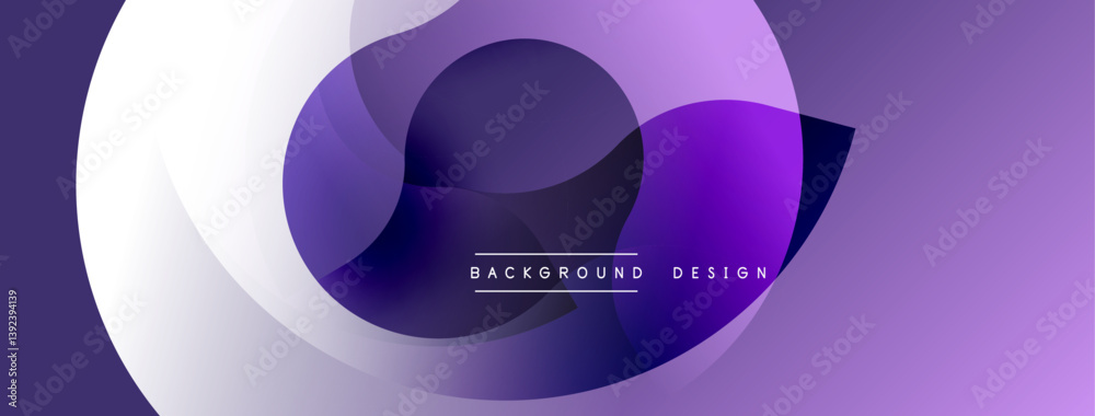 Aufkleber Purple abstract shapes overlap creating dynamic composition. Smooth gradients, modern design, elegant aesthetic. Minimalist style, vibrant colors, digital art.