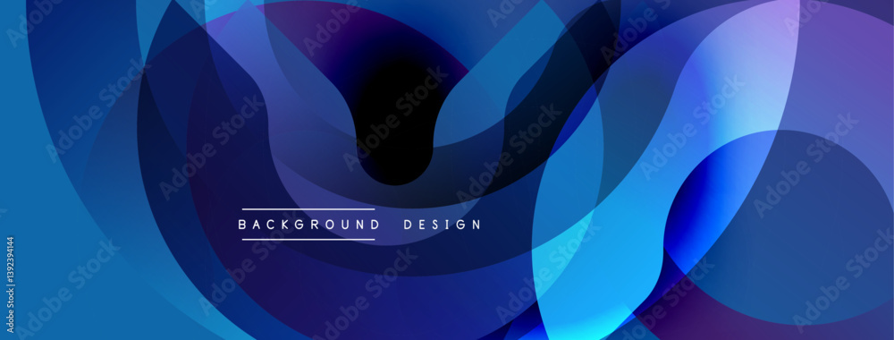 Leinwandbilder Abstract blue design. Overlapping shapes create dynamic flow. Gradient colors, smooth transitions, modern aesthetic. Background suitable for digital art, presentations.