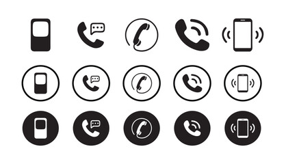 Phone icons collection. Contact us symbol. Creative business solutions related icon sets.Web icon set. Mobile Apps, Vector Illustration Eps 10